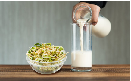 Low-fat milk with moong bean sprouts